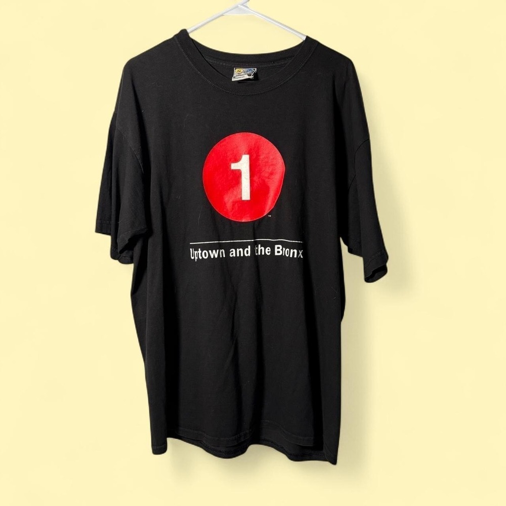 Y2K NYC Subway Line Graphic Tee Size XL Black GUC